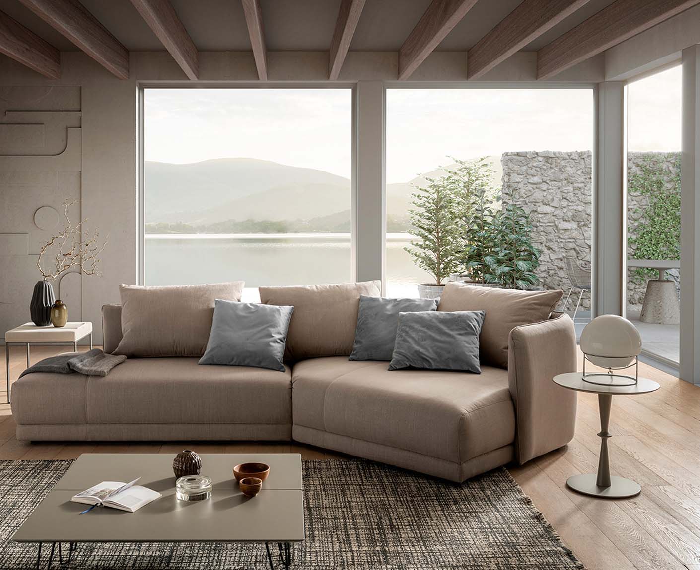 designwerk New York Ecksofa | 333 x 179 cm | feines Flachgewebe