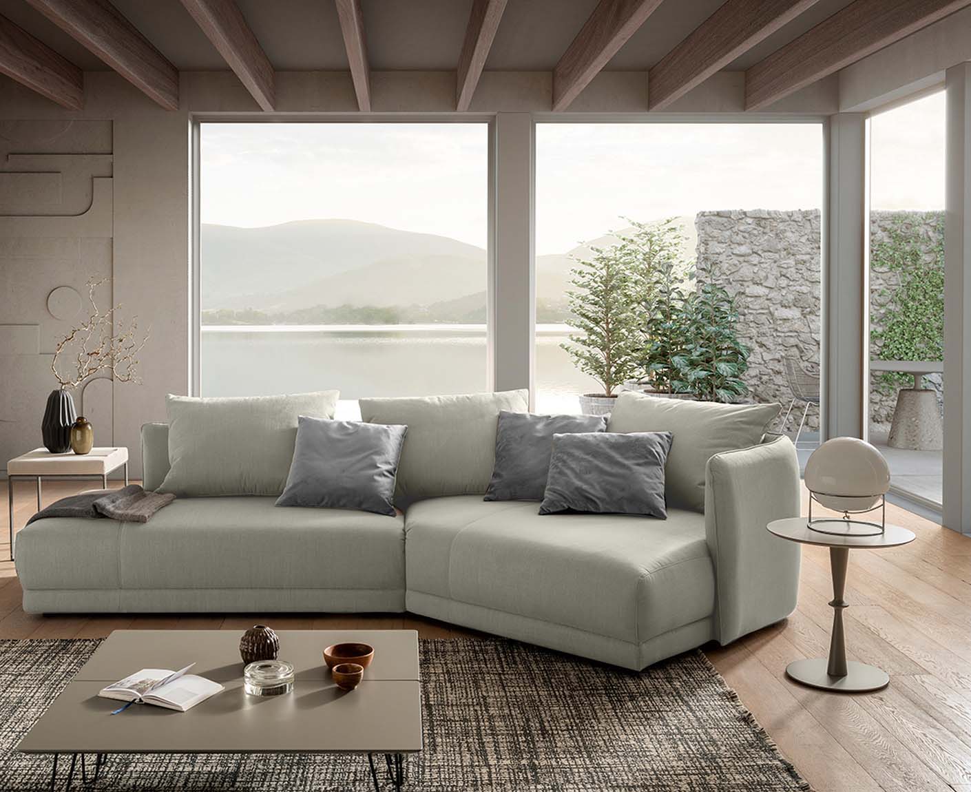 designwerk New York Ecksofa | 333 x 179 cm | feines Flachgewebe