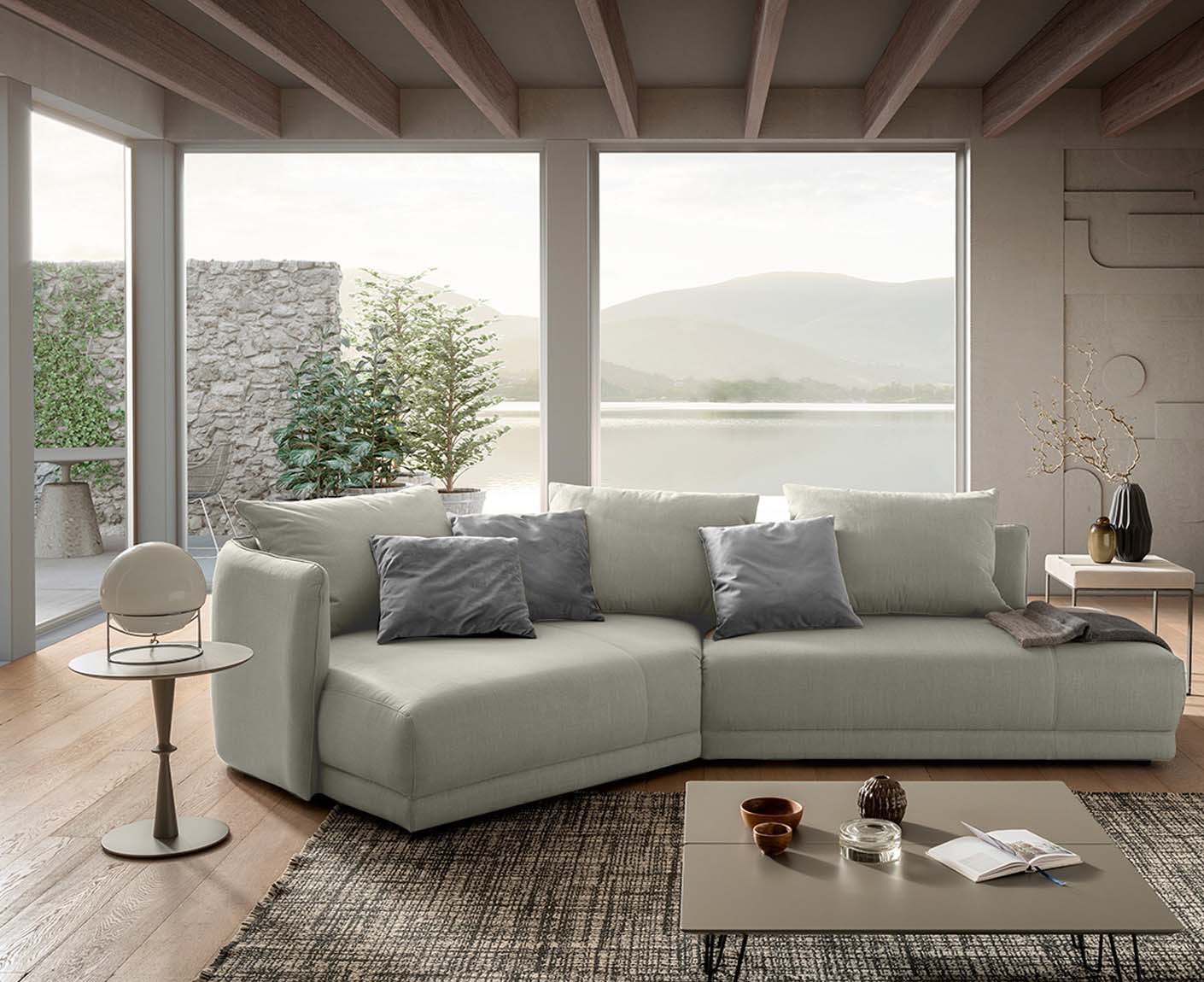 designwerk New York Ecksofa | 333 x 179 cm | feines Flachgewebe