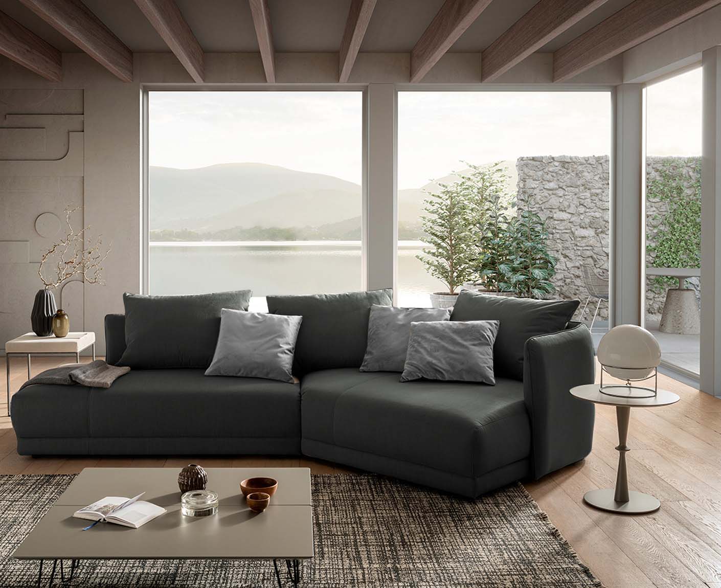designwerk New York Ecksofa | 333 x 179 cm | feines Flachgewebe