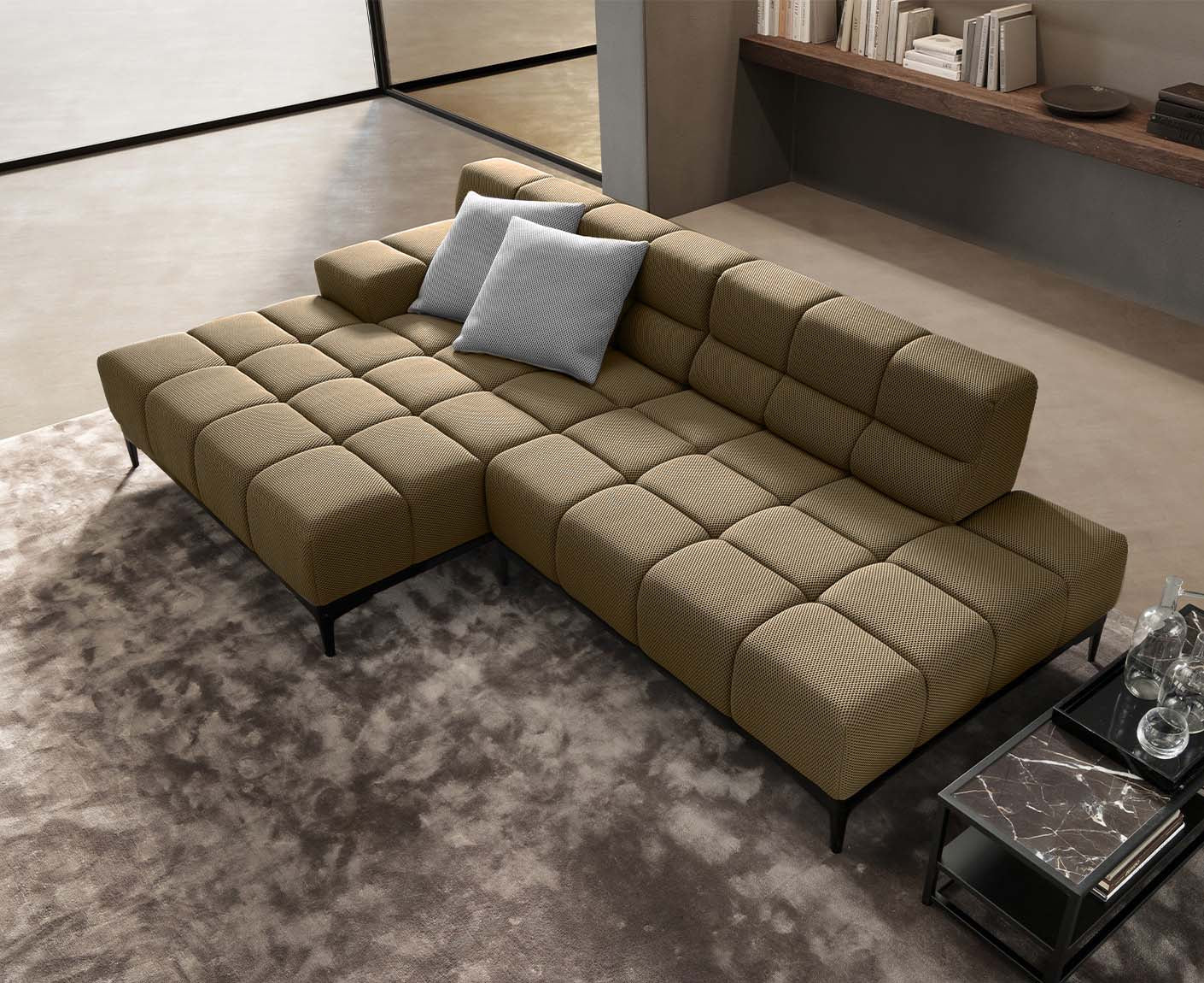 designwerk Oasis Ecksofa | 288 x 169 cm | Flachgewebe 3D-Effekt
