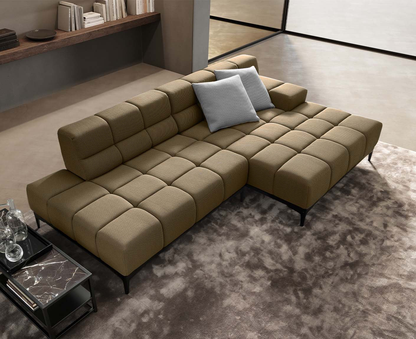 designwerk Oasis Ecksofa | 288 x 169 cm | Flachgewebe 3D-Effekt