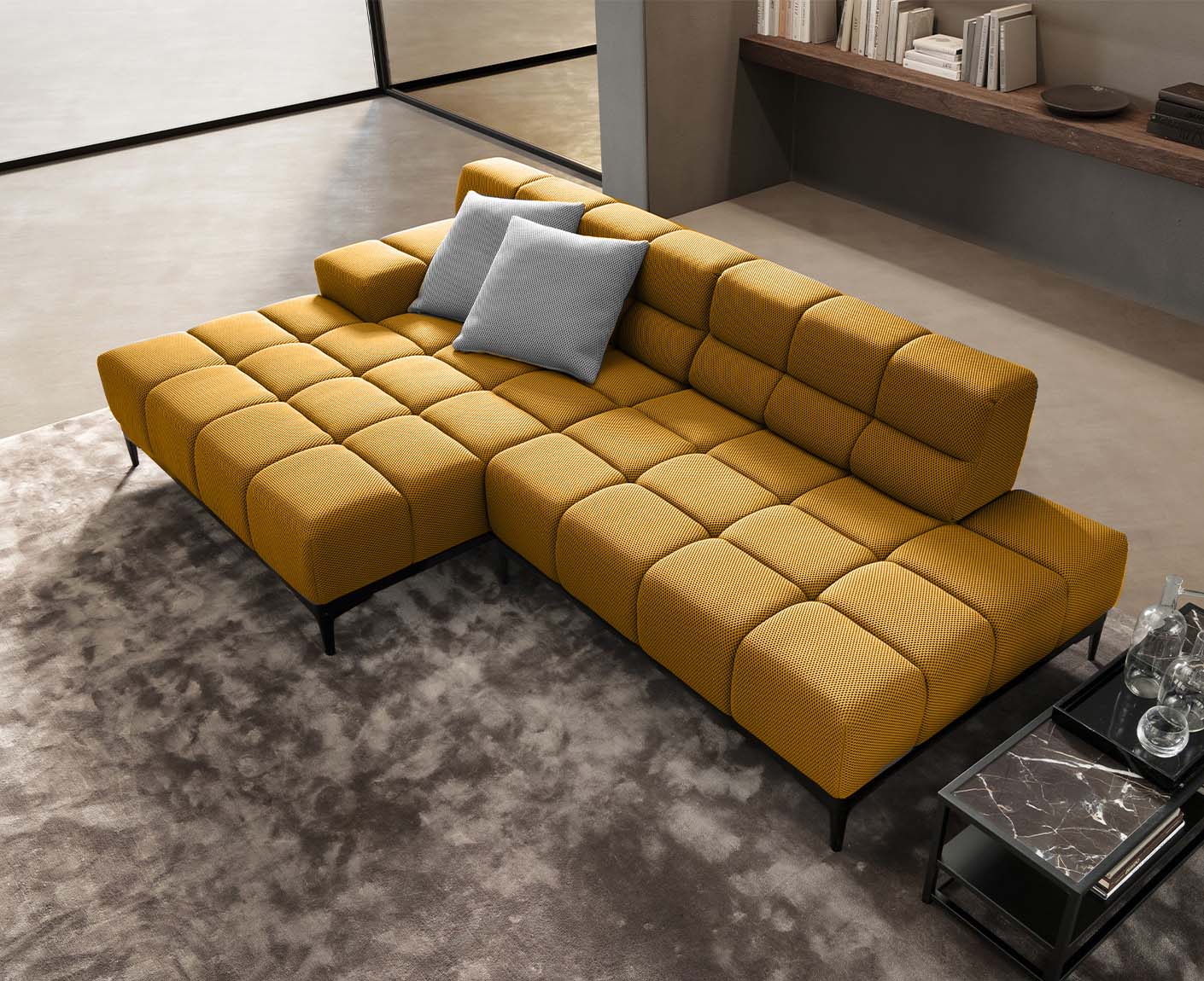 designwerk Oasis Ecksofa | 288 x 169 cm | Flachgewebe 3D-Effekt