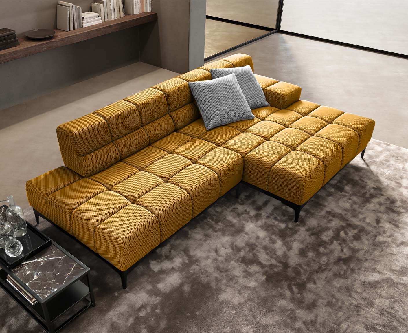 designwerk Oasis Ecksofa | 288 x 169 cm | Flachgewebe 3D-Effekt