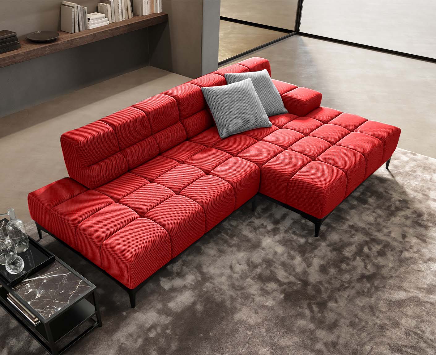 designwerk Oasis Ecksofa | 288 x 169 cm | Flachgewebe 3D-Effekt