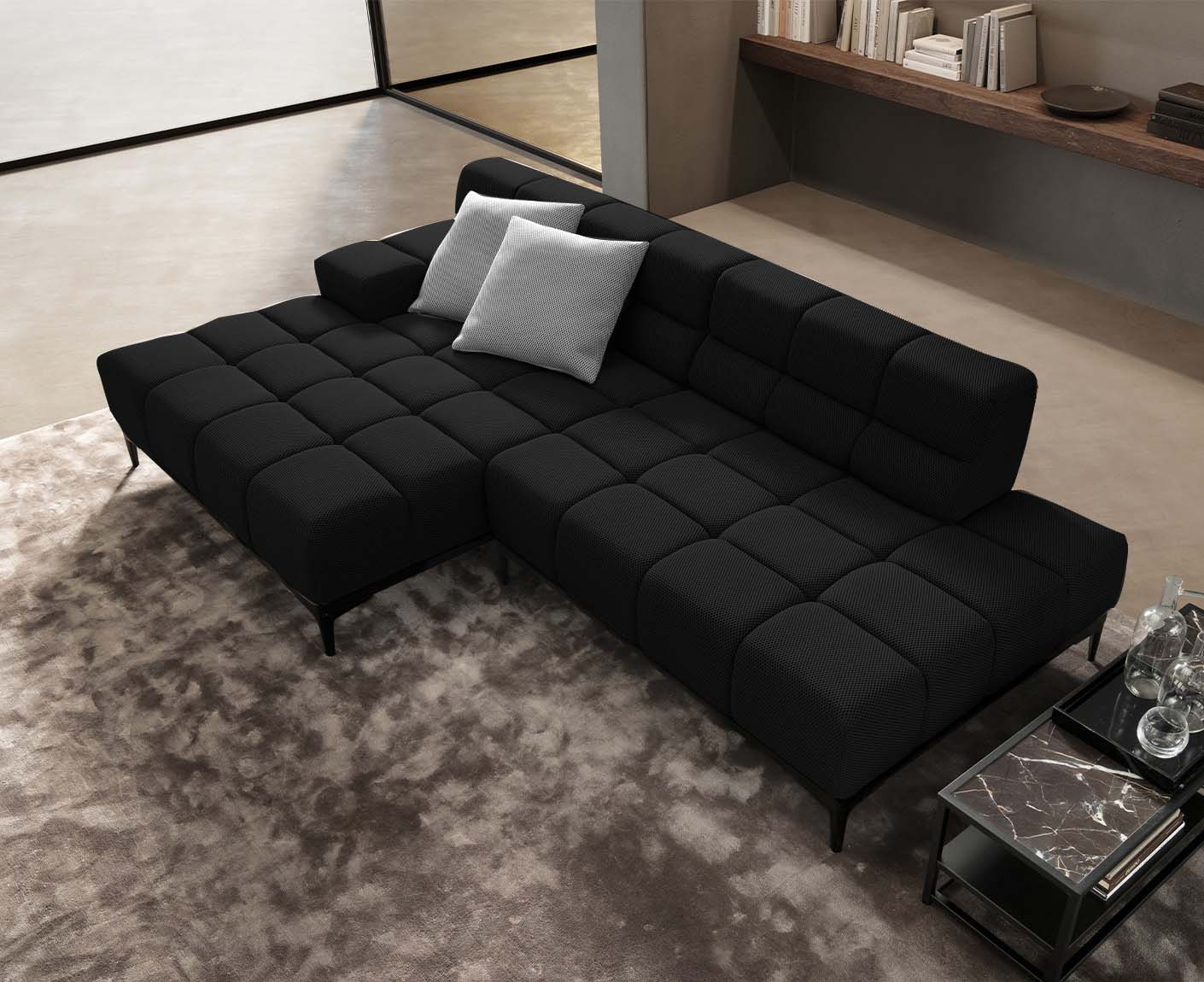designwerk Oasis Ecksofa | 288 x 169 cm | Flachgewebe 3D-Effekt