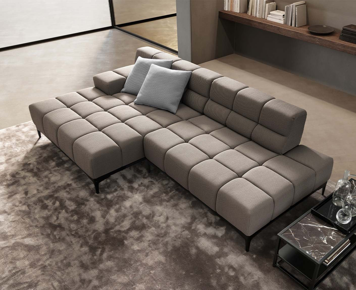designwerk Oasis Ecksofa | 288 x 169 cm | Flachgewebe 3D-Effekt