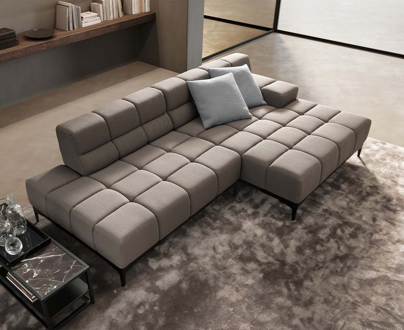 designwerk Oasis Ecksofa | 288 x 169 cm | Flachgewebe 3D-Effekt