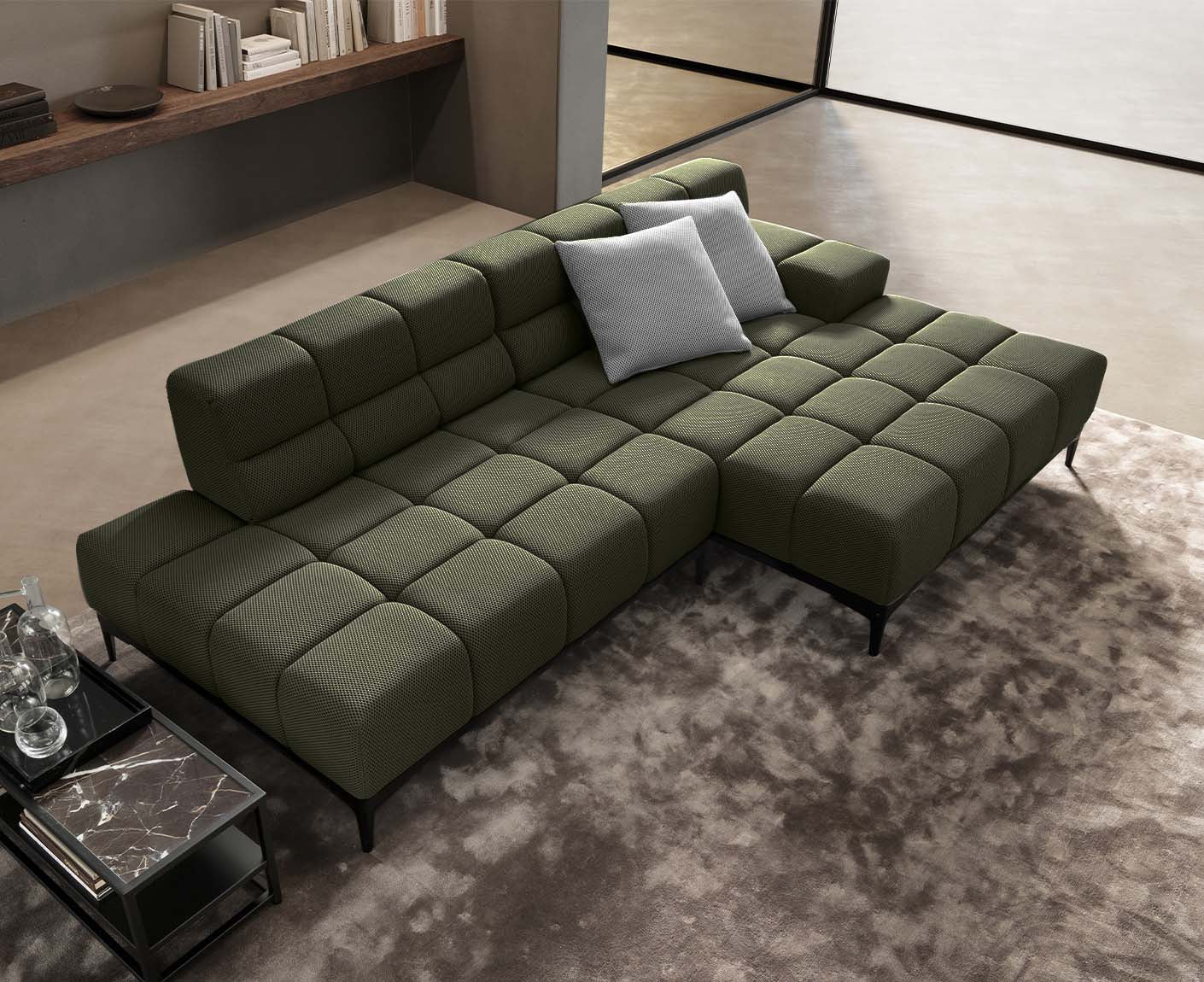 designwerk Oasis Ecksofa | 288 x 169 cm | Flachgewebe 3D-Effekt