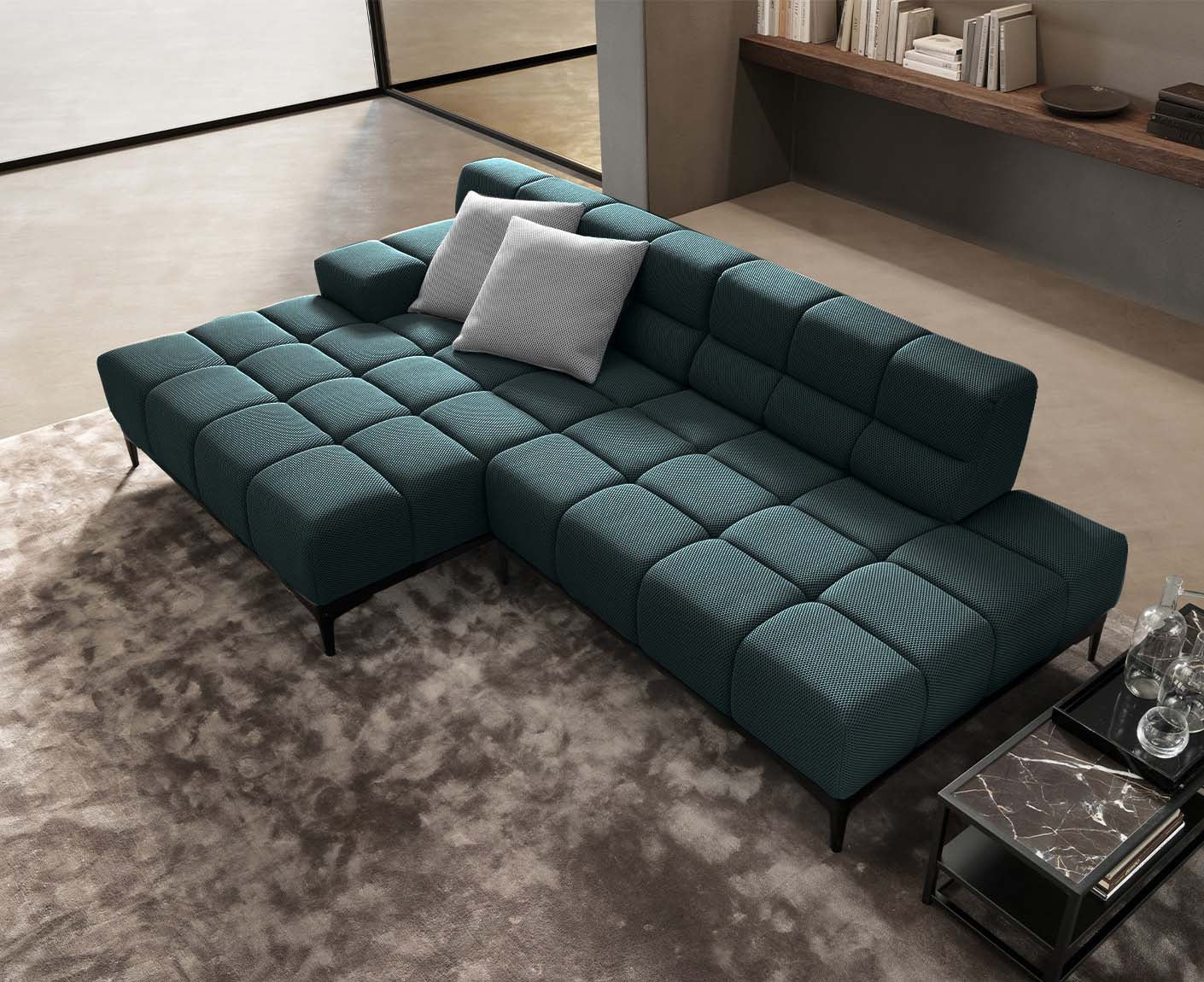 designwerk Oasis Ecksofa | 288 x 169 cm | Flachgewebe 3D-Effekt