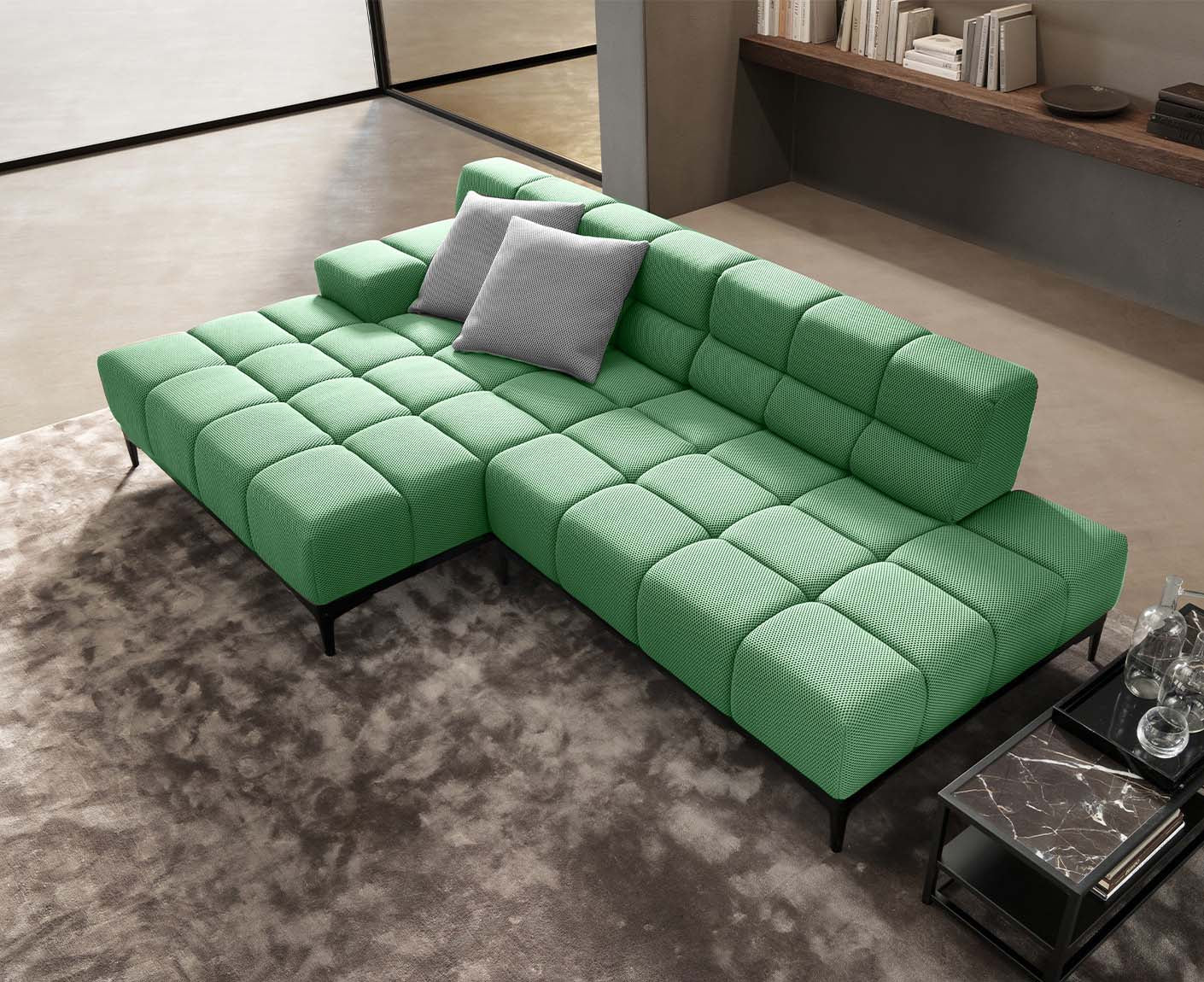designwerk Oasis Ecksofa | 288 x 169 cm | Flachgewebe 3D-Effekt