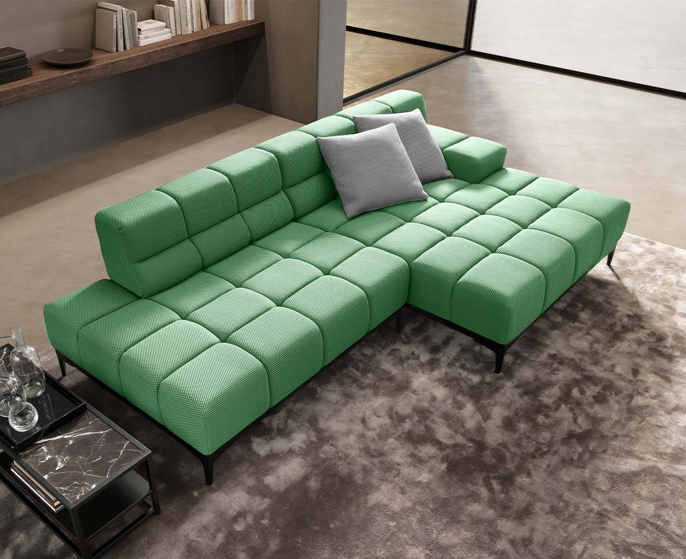 designwerk Oasis Ecksofa | 288 x 169 cm | Flachgewebe 3D-Effekt