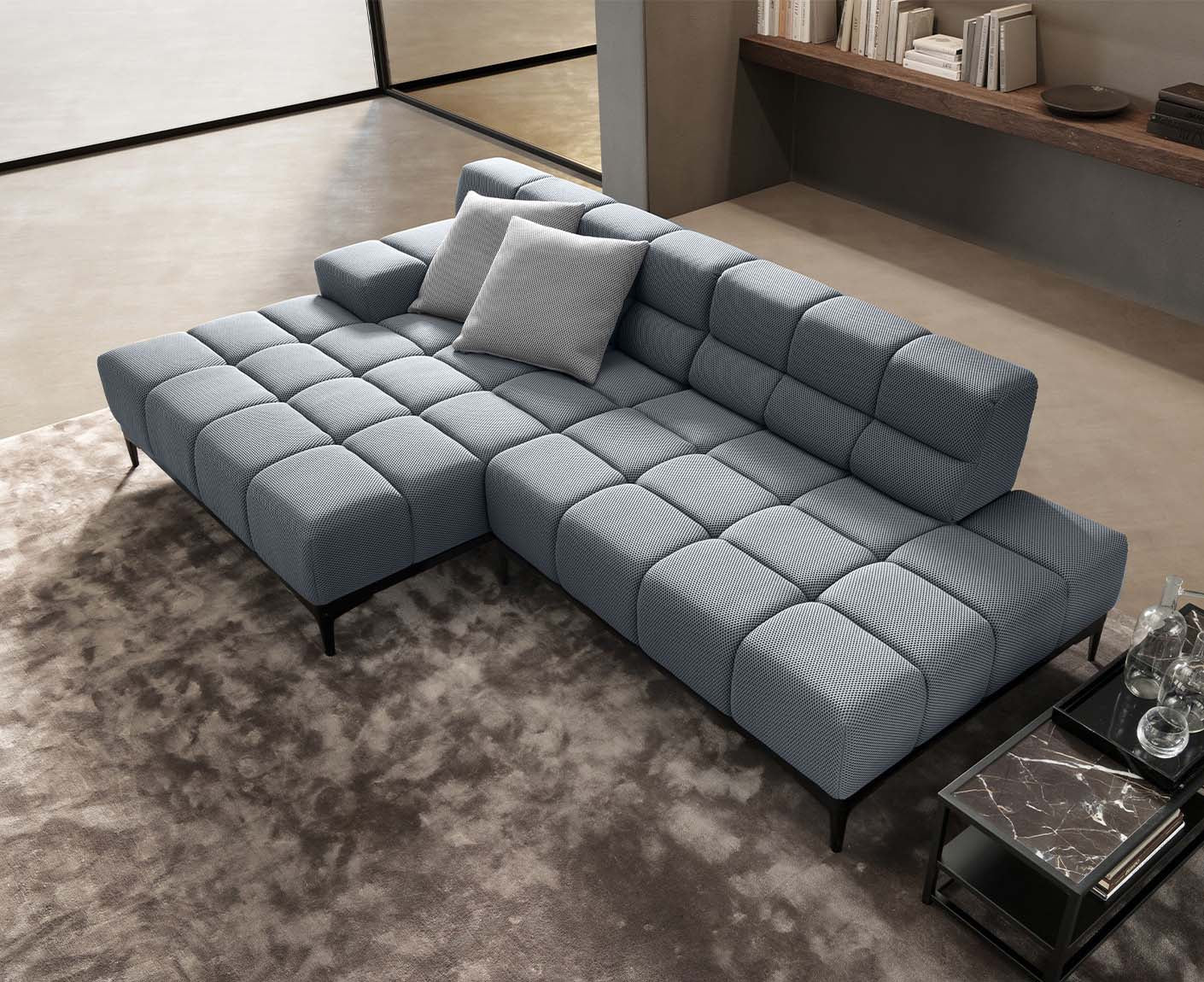 designwerk Oasis Ecksofa | 288 x 169 cm | Flachgewebe 3D-Effekt