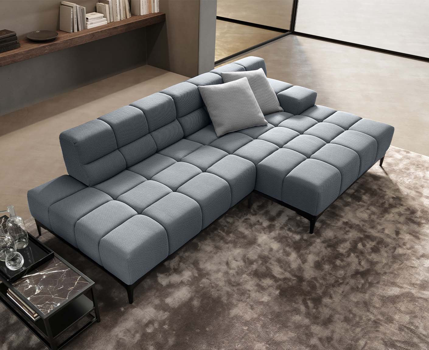 designwerk Oasis Ecksofa | 288 x 169 cm | Flachgewebe 3D-Effekt