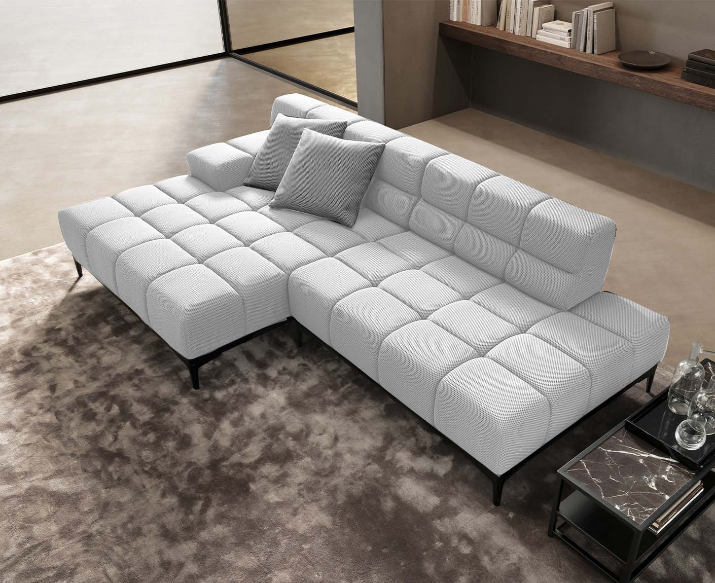 designwerk Oasis Ecksofa | 288 x 169 cm | Flachgewebe 3D-Effekt