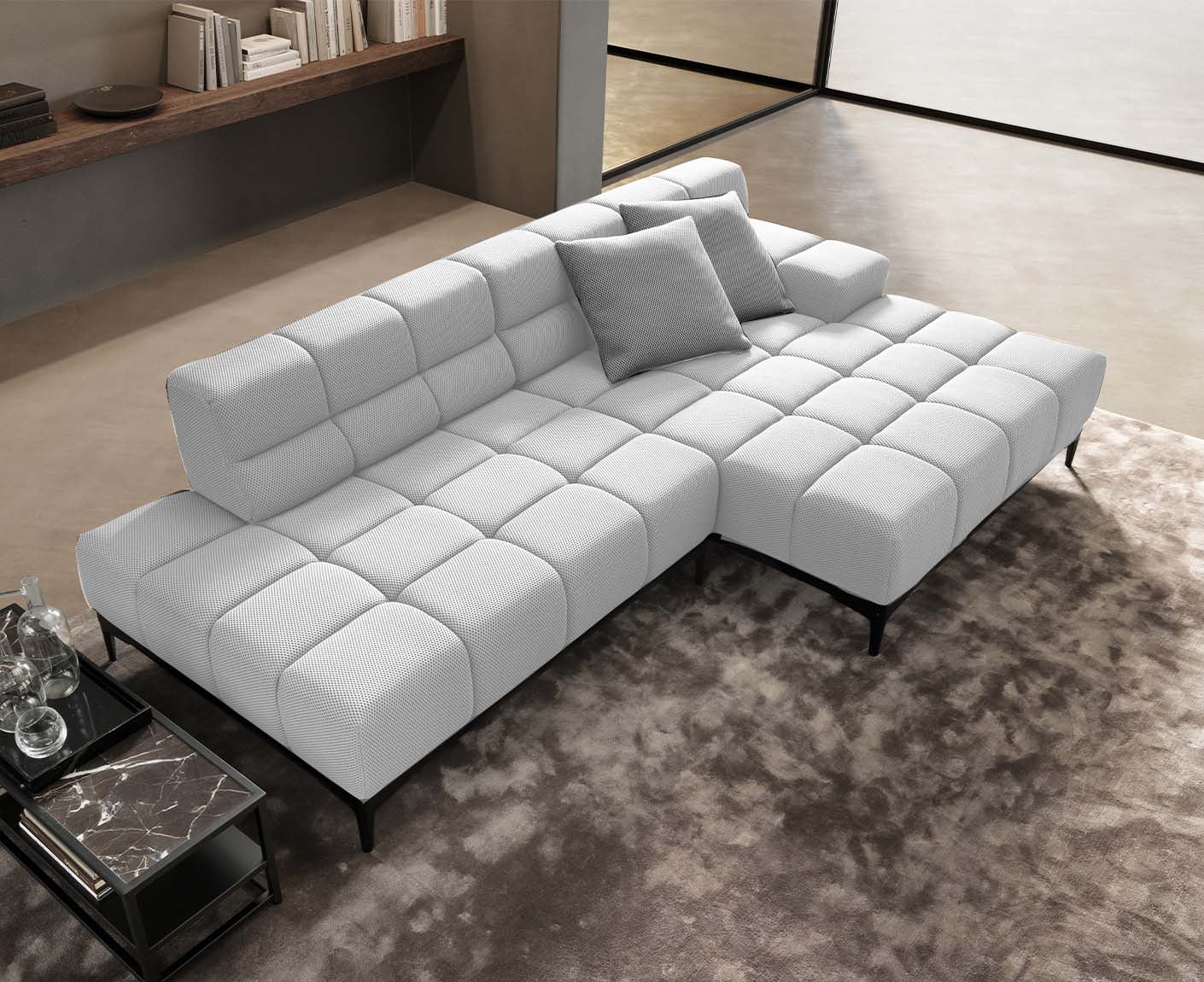 designwerk Oasis Ecksofa | 288 x 169 cm | Flachgewebe 3D-Effekt