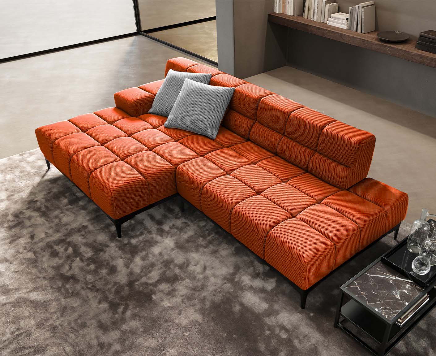 designwerk Oasis Ecksofa | 288 x 169 cm | Flachgewebe 3D-Effekt
