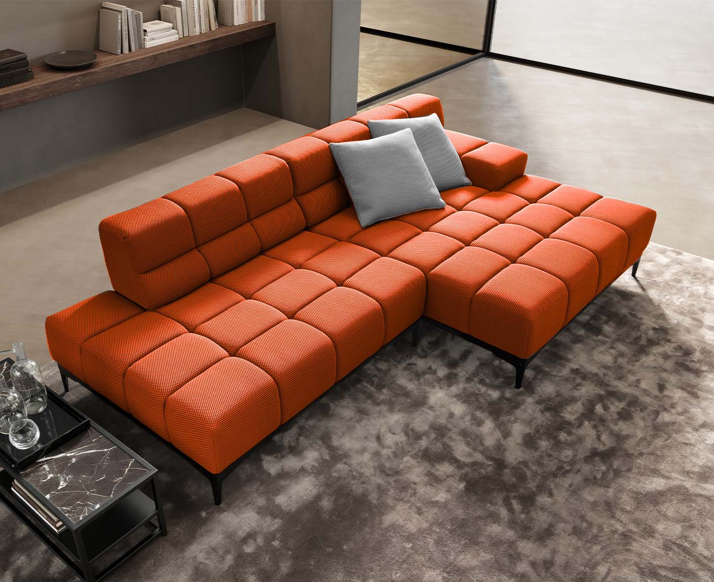 designwerk Oasis Ecksofa | 288 x 169 cm | Flachgewebe 3D-Effekt