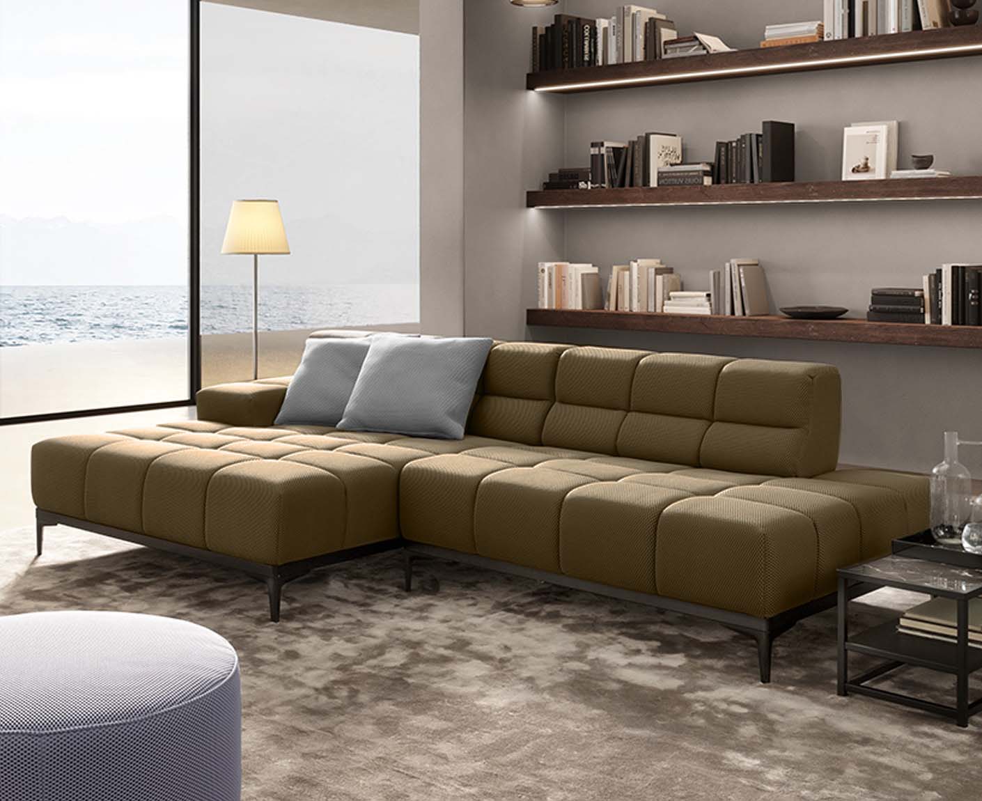 designwerk Oasis Ecksofa | 288 x 169 cm | Flachgewebe 3D-Effekt