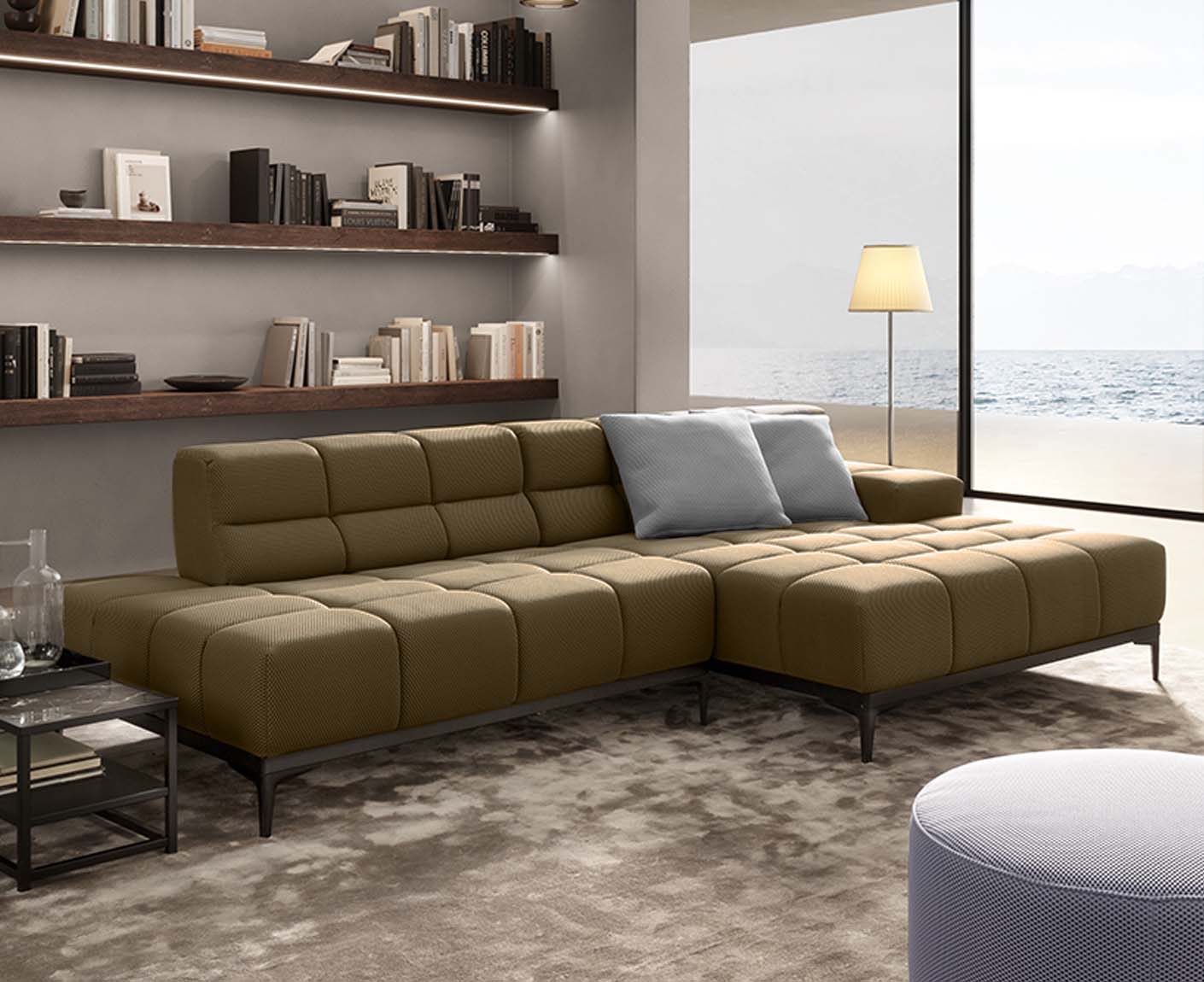 designwerk Oasis Ecksofa | 288 x 169 cm | Flachgewebe 3D-Effekt