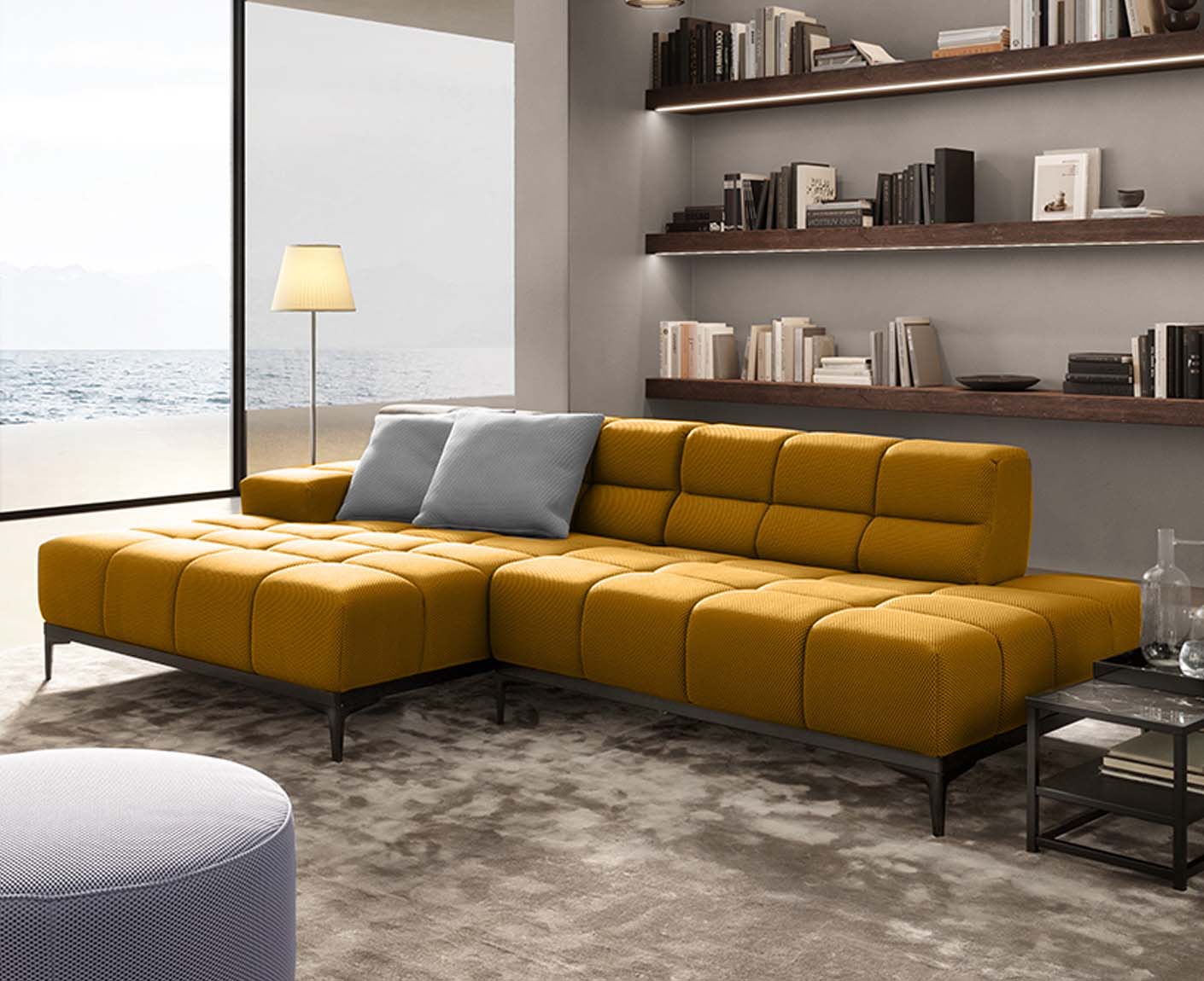 designwerk Oasis Ecksofa | 288 x 169 cm | Flachgewebe 3D-Effekt