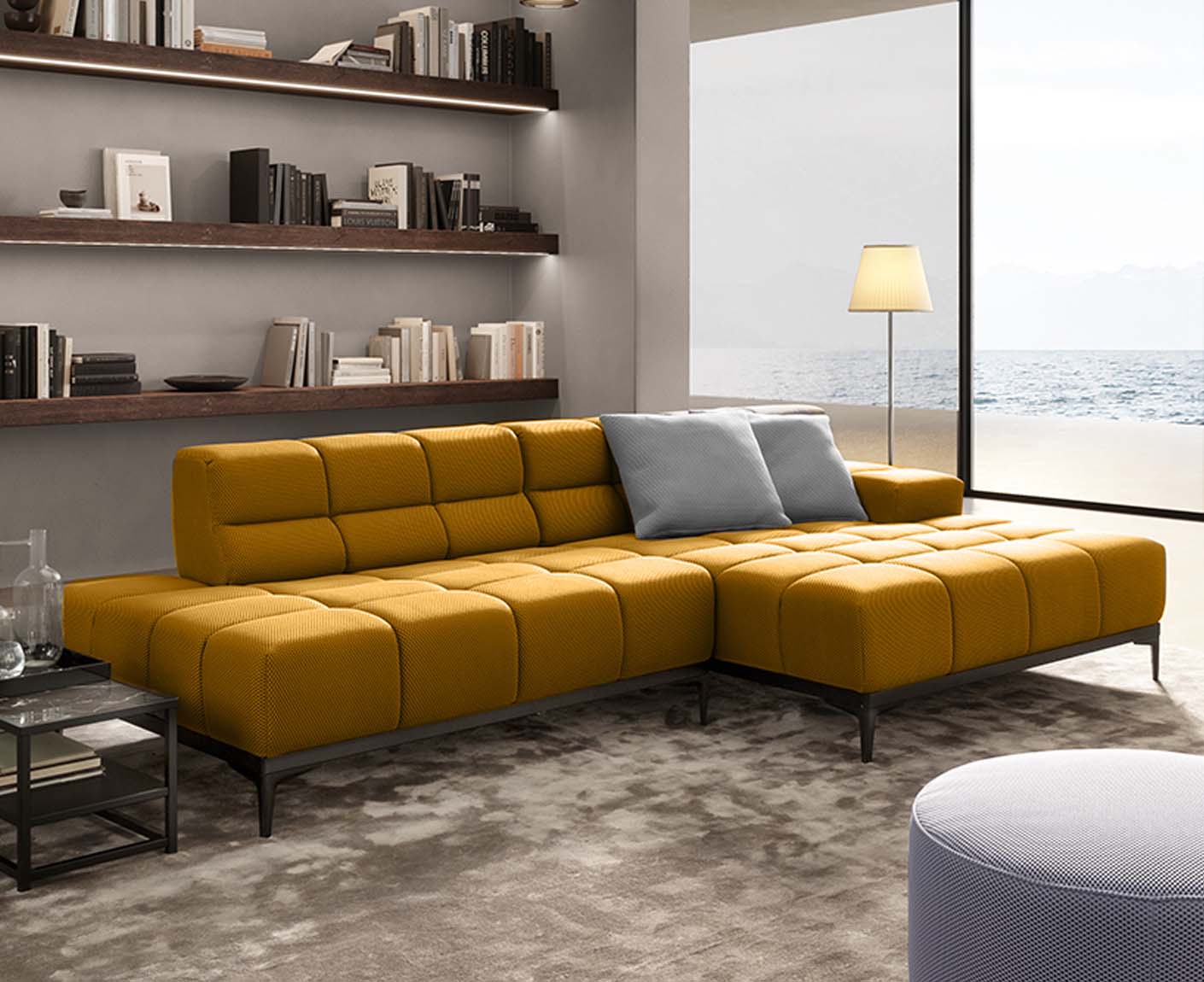 designwerk Oasis Ecksofa | 288 x 169 cm | Flachgewebe 3D-Effekt