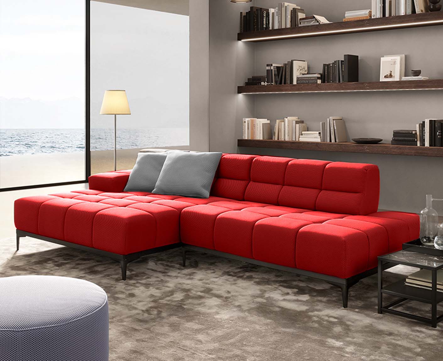 designwerk Oasis Ecksofa | 288 x 169 cm | Flachgewebe 3D-Effekt