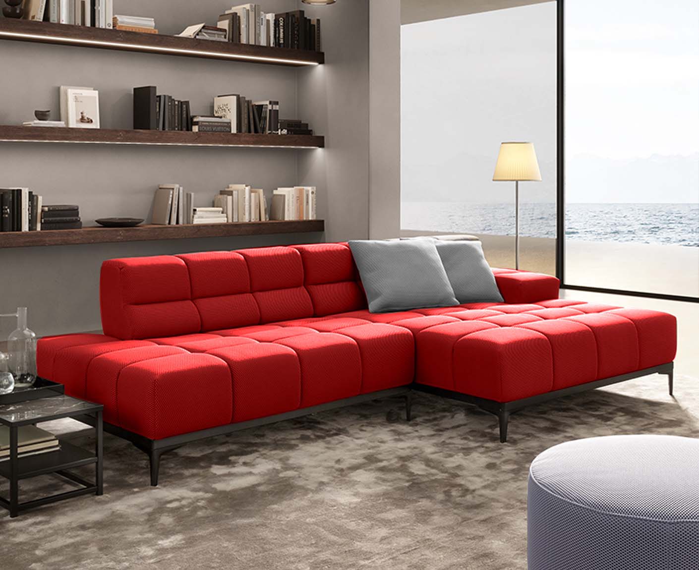 designwerk Oasis Ecksofa | 288 x 169 cm | Flachgewebe 3D-Effekt
