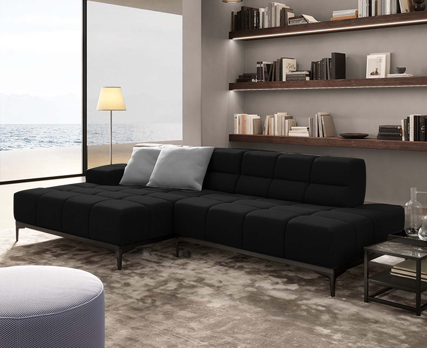 designwerk Oasis Ecksofa | 288 x 169 cm | Flachgewebe 3D-Effekt