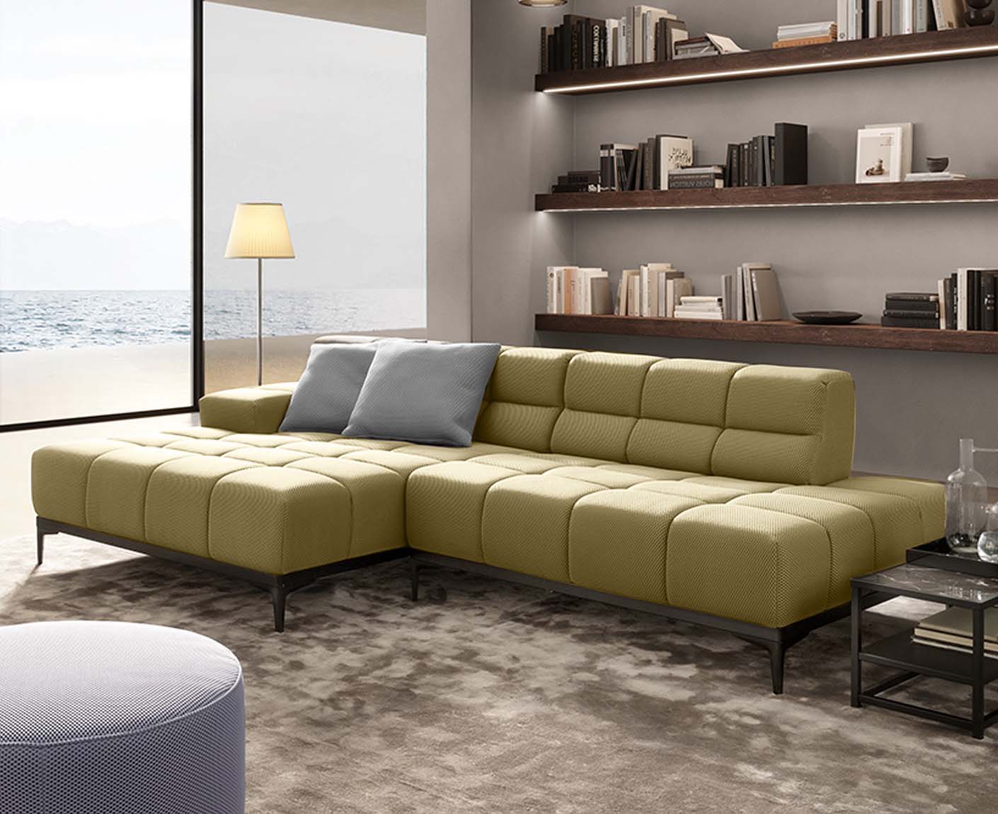 designwerk Oasis Ecksofa | 288 x 169 cm | Flachgewebe 3D-Effekt