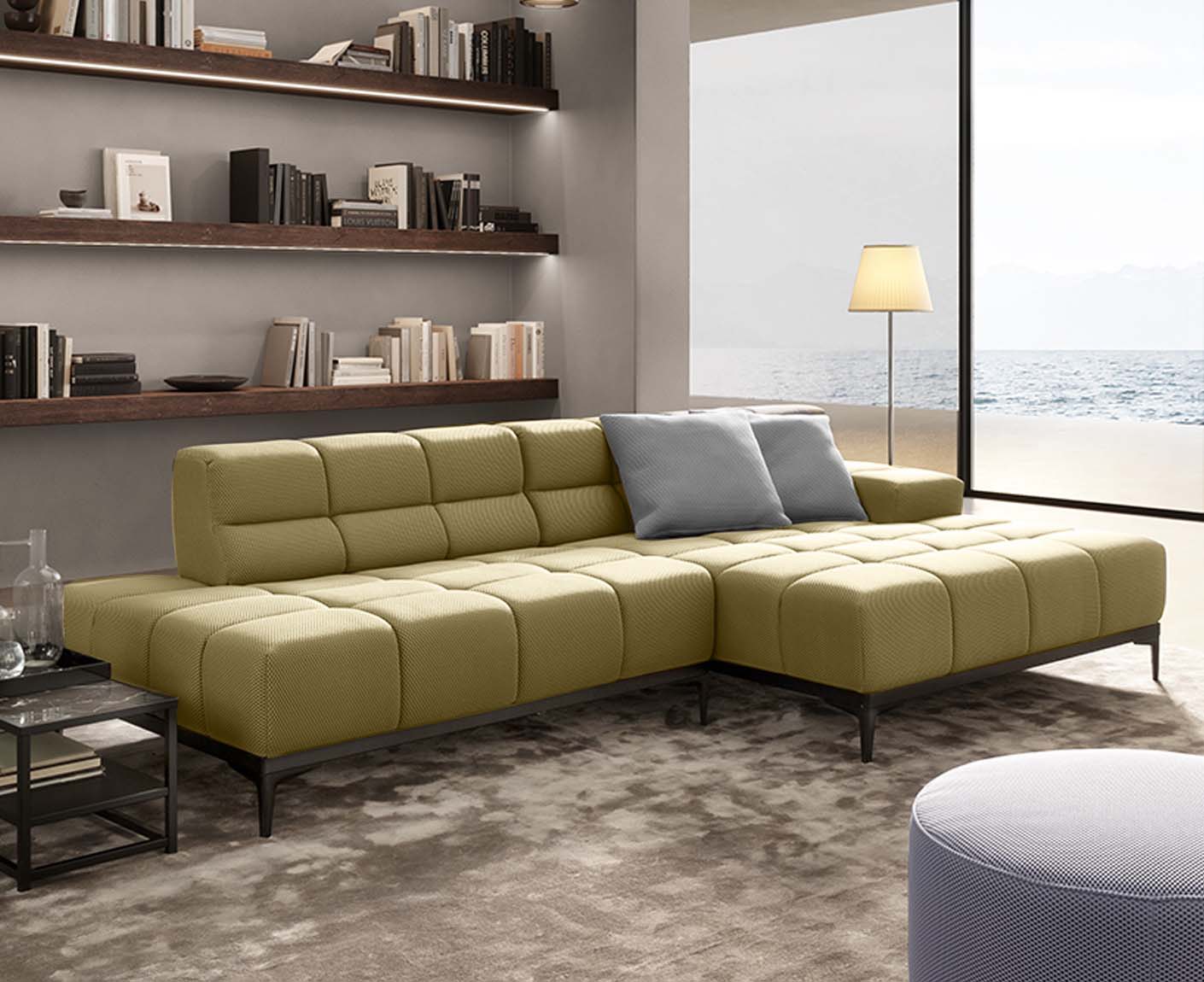 designwerk Oasis Ecksofa | 288 x 169 cm | Flachgewebe 3D-Effekt