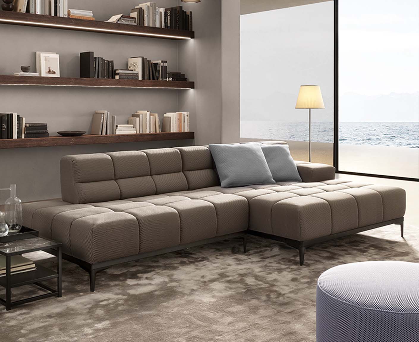 designwerk Oasis Ecksofa | 288 x 169 cm | Flachgewebe 3D-Effekt
