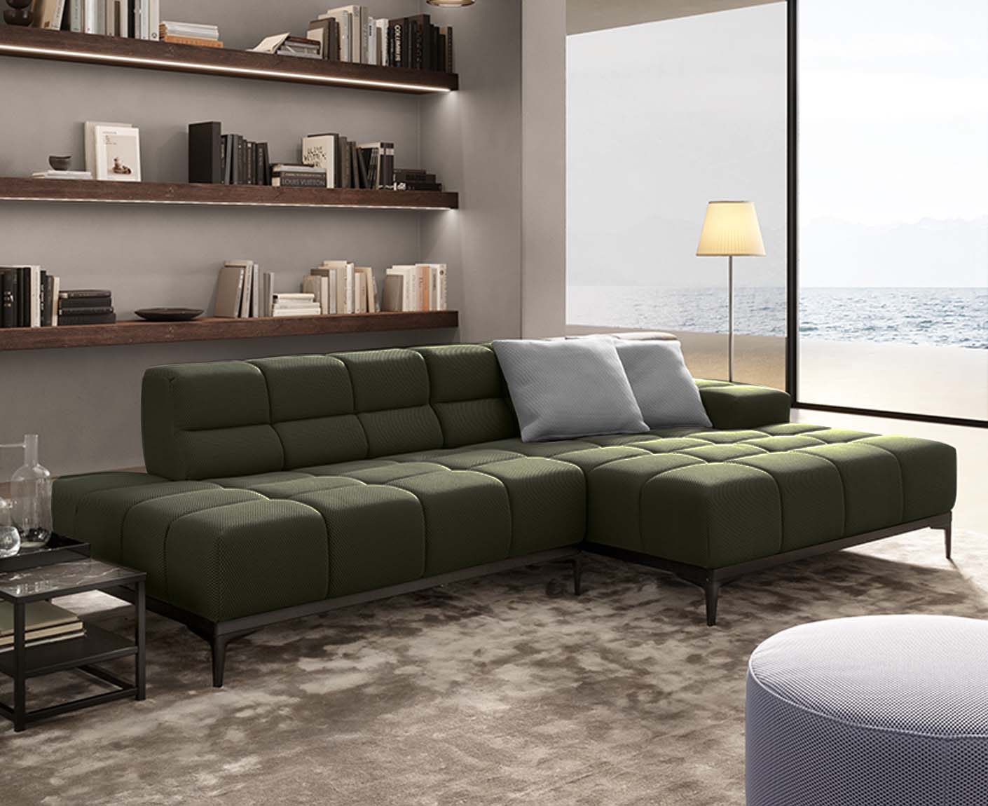 designwerk Oasis Ecksofa | 288 x 169 cm | Flachgewebe 3D-Effekt