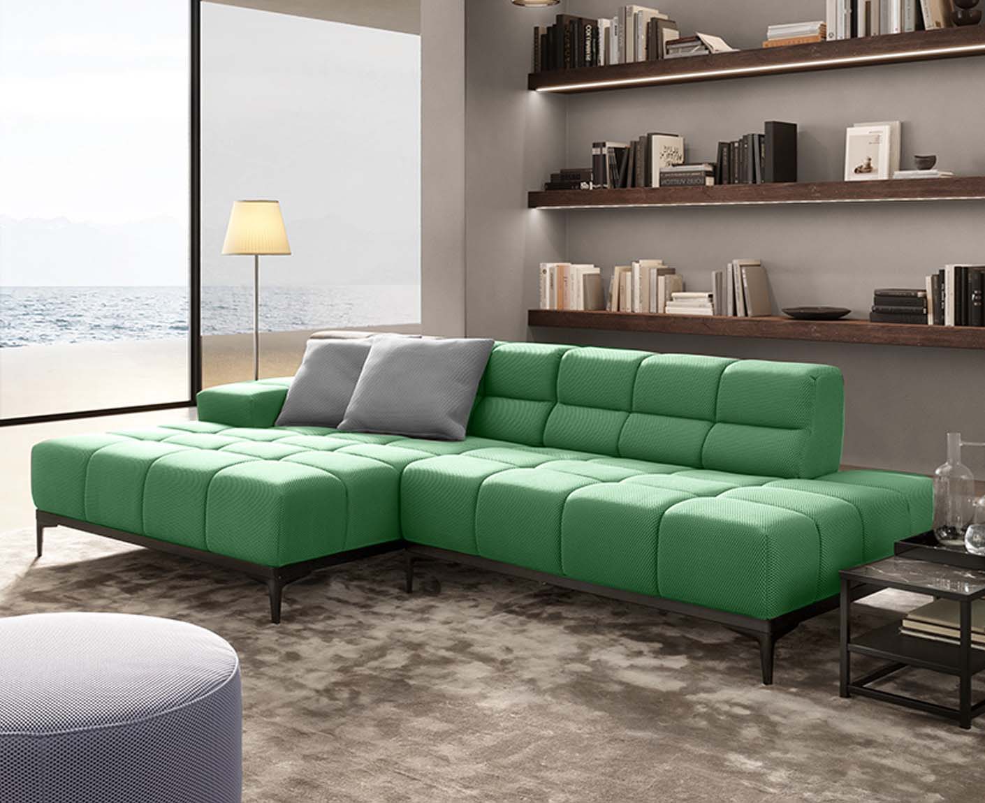 designwerk Oasis Ecksofa | 288 x 169 cm | Flachgewebe 3D-Effekt
