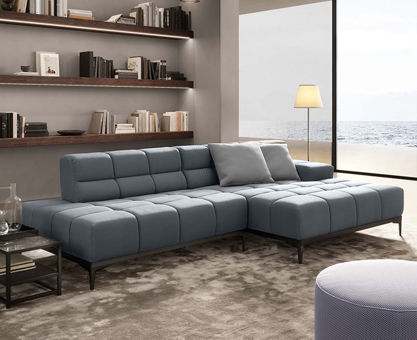 designwerk Oasis Ecksofa | 288 x 169 cm | Flachgewebe 3D-Effekt