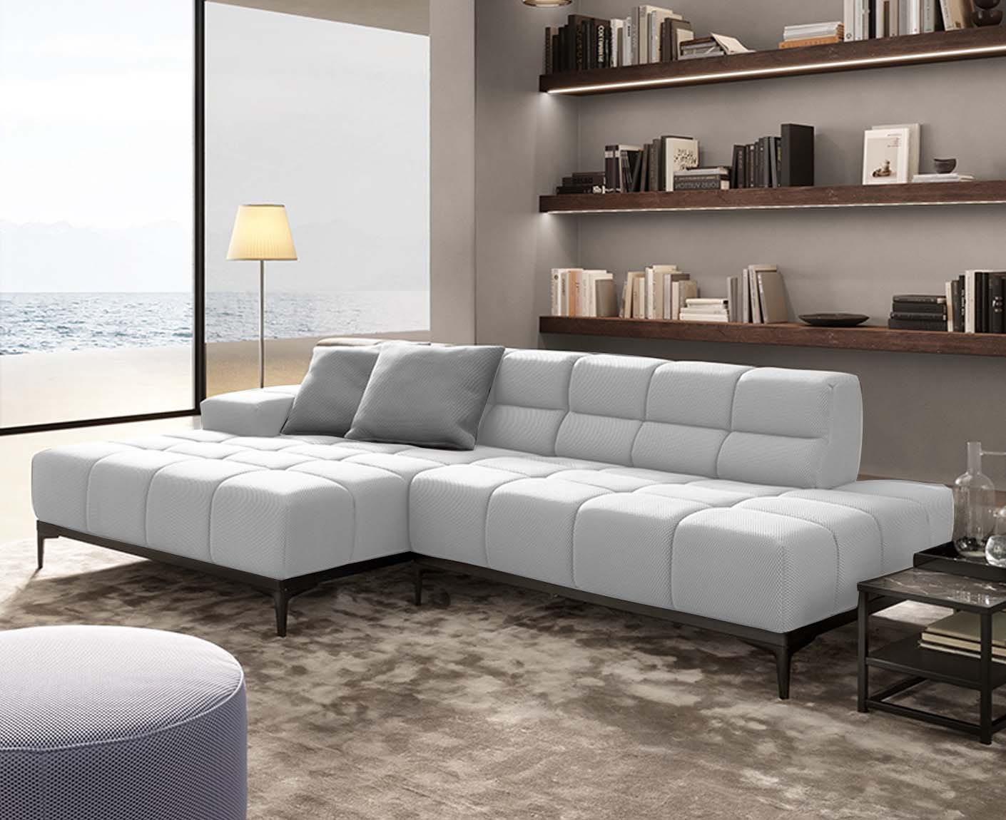designwerk Oasis Ecksofa | 288 x 169 cm | Flachgewebe 3D-Effekt