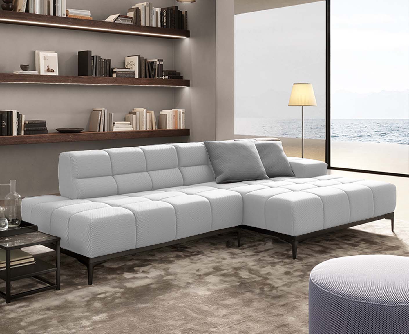 designwerk Oasis Ecksofa | 288 x 169 cm | Flachgewebe 3D-Effekt