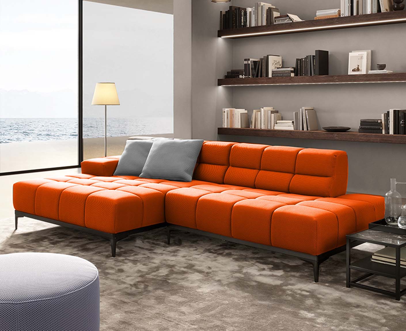 designwerk Oasis Ecksofa | 288 x 169 cm | Flachgewebe 3D-Effekt
