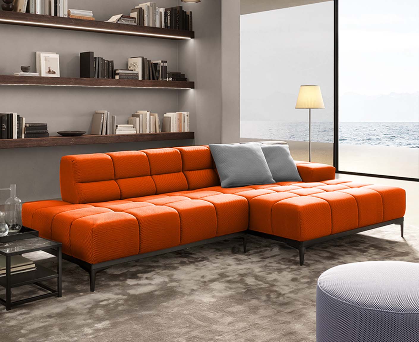 designwerk Oasis Ecksofa | 288 x 169 cm | Flachgewebe 3D-Effekt