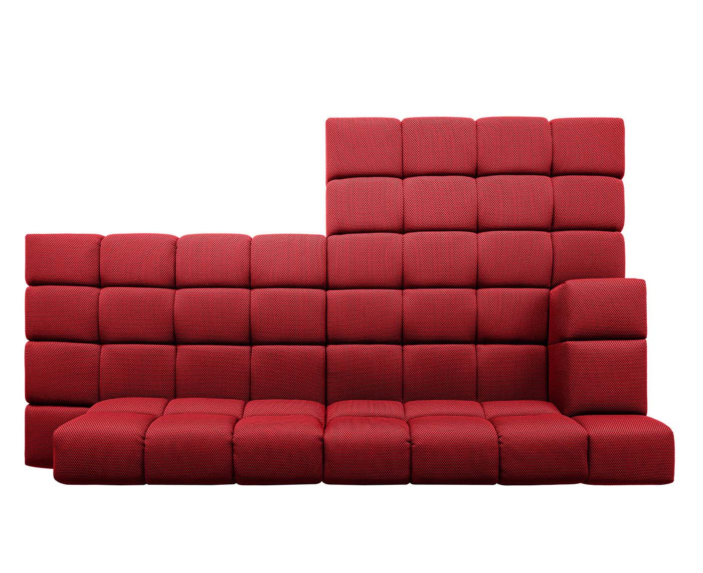 designwerk Temple Ecksofa | 286 x 169 cm | mit Rückenverstellung | Flachgewebe 3D-Effekt