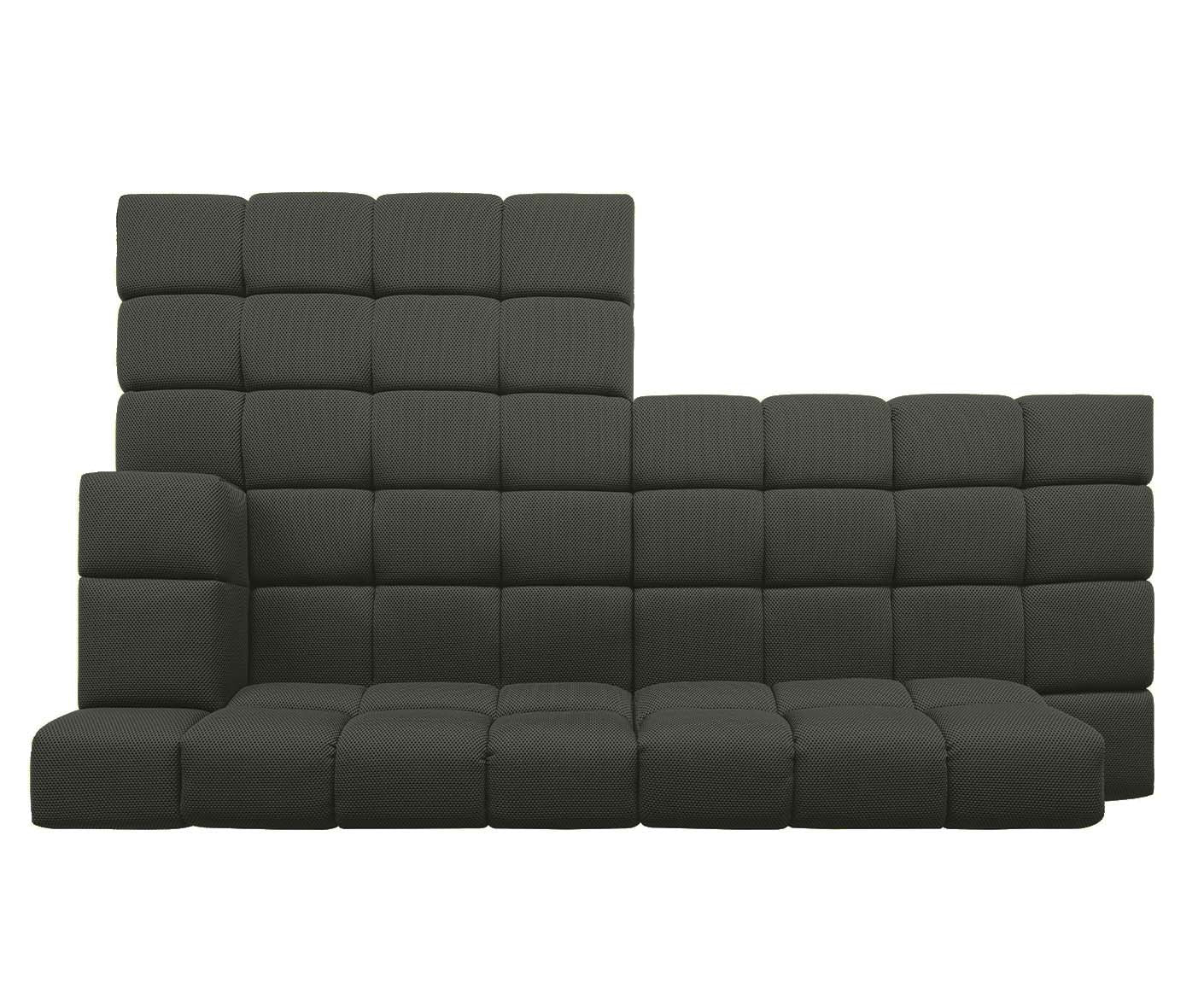 designwerk Temple Ecksofa | 286 x 169 cm | mit Rückenverstellung | Flachgewebe 3D-Effekt