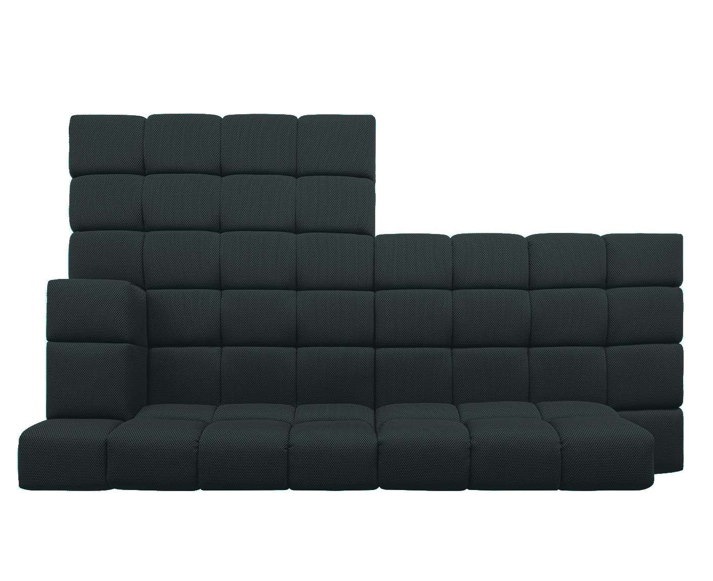 designwerk Temple Ecksofa | 286 x 169 cm | mit Rückenverstellung | Flachgewebe 3D-Effekt