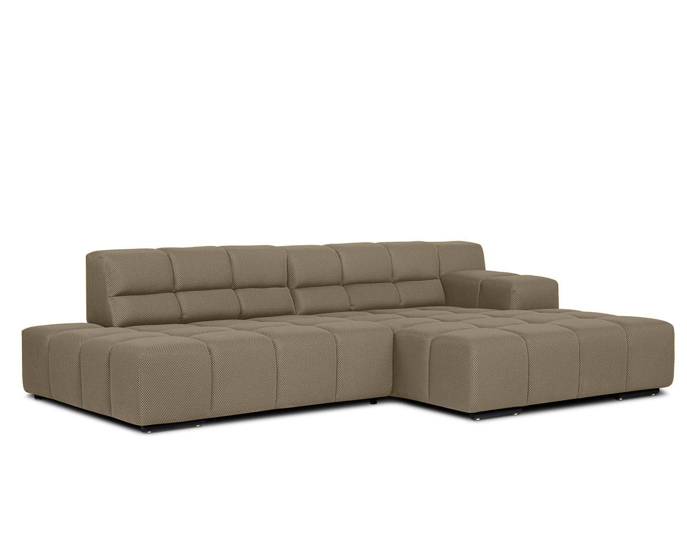 designwerk Temple Ecksofa | 286 x 169 cm | mit Rückenverstellung | Flachgewebe 3D-Effekt