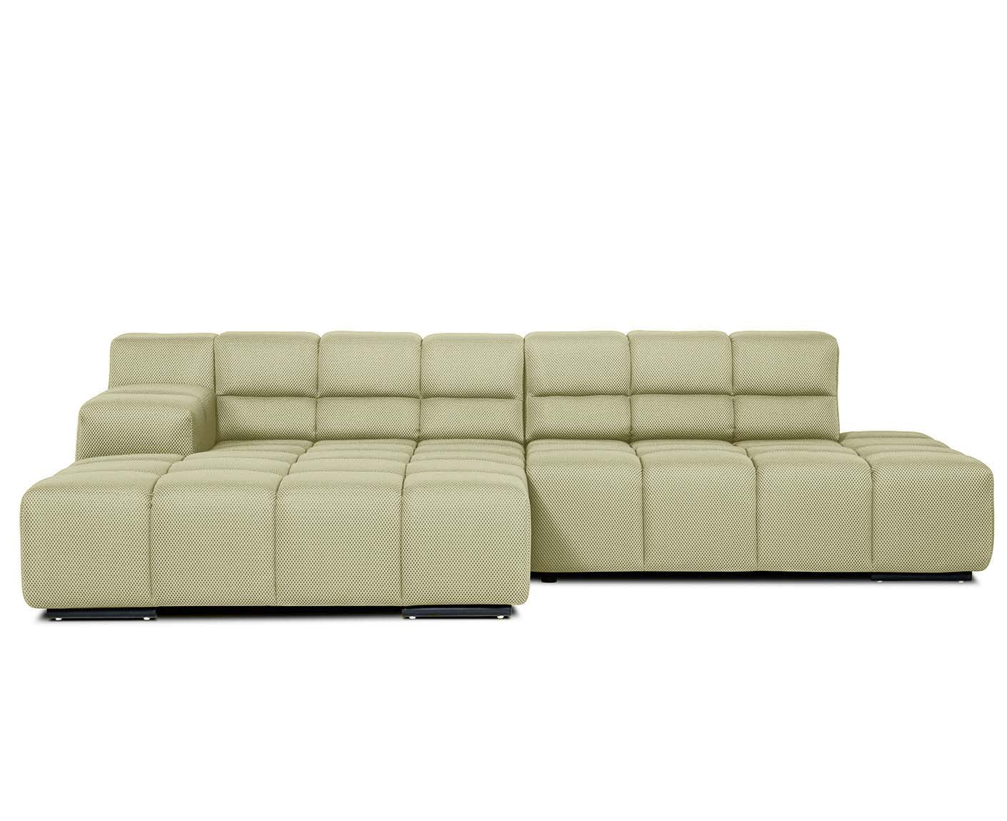 designwerk Temple Ecksofa | 286 x 169 cm | mit Rückenverstellung | Flachgewebe 3D-Effekt