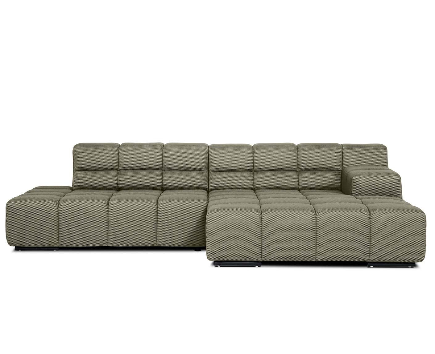 designwerk Temple Ecksofa | 286 x 169 cm | mit Rückenverstellung | Flachgewebe 3D-Effekt