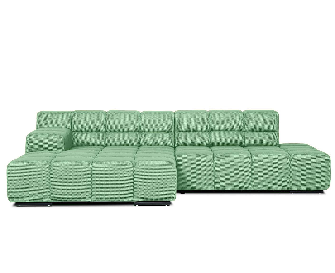 designwerk Temple Ecksofa | 286 x 169 cm | mit Rückenverstellung | Flachgewebe 3D-Effekt