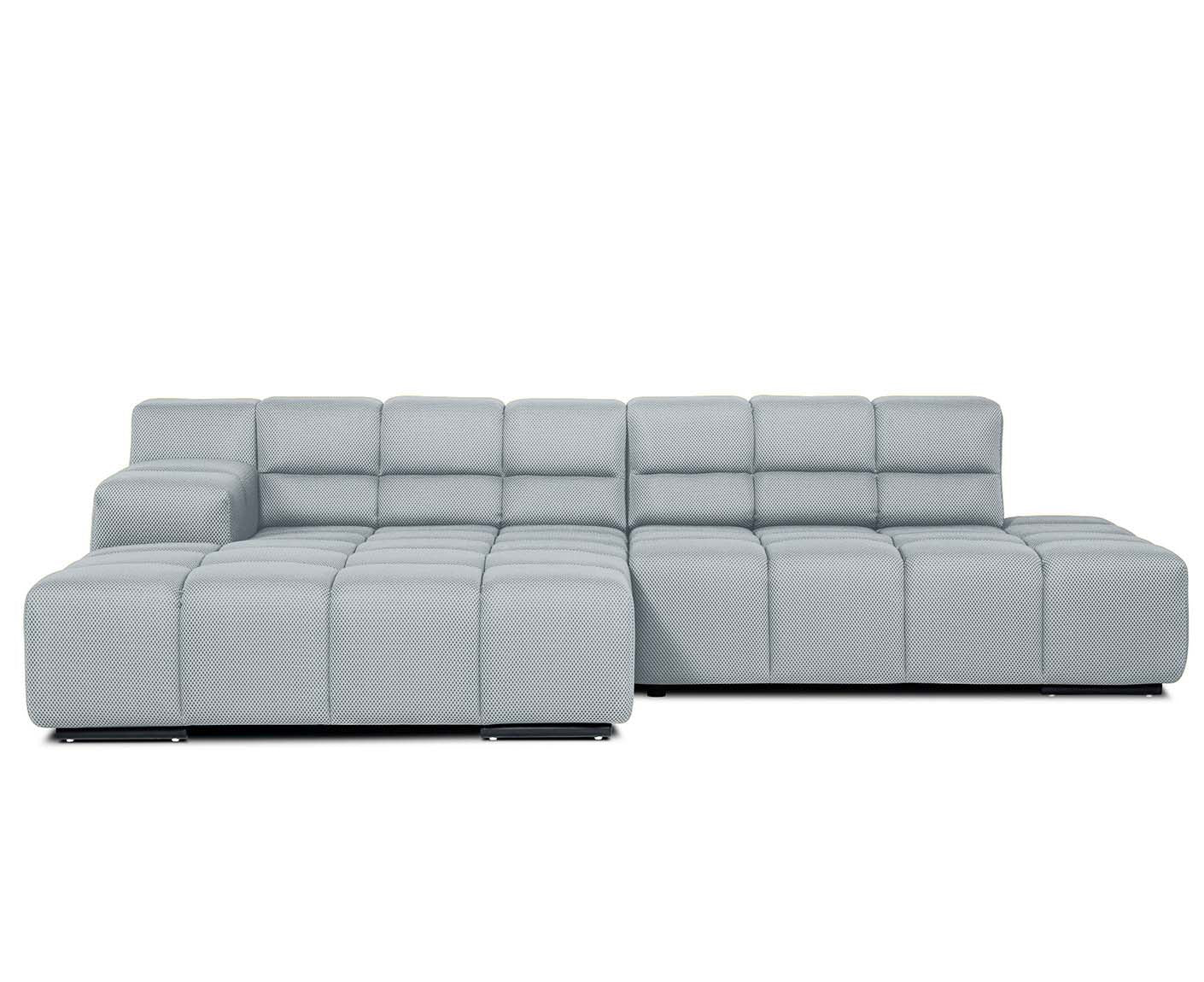 designwerk Temple Ecksofa | 286 x 169 cm | mit Rückenverstellung | Flachgewebe 3D-Effekt