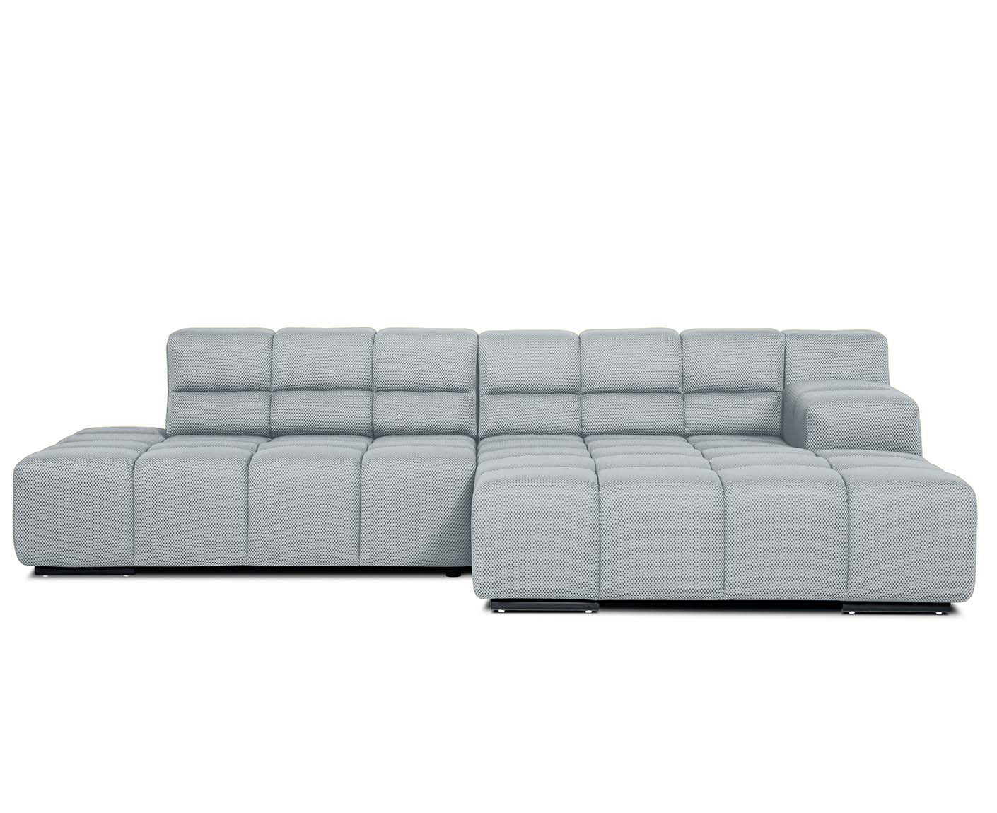 designwerk Temple Ecksofa | 286 x 169 cm | mit Rückenverstellung | Flachgewebe 3D-Effekt