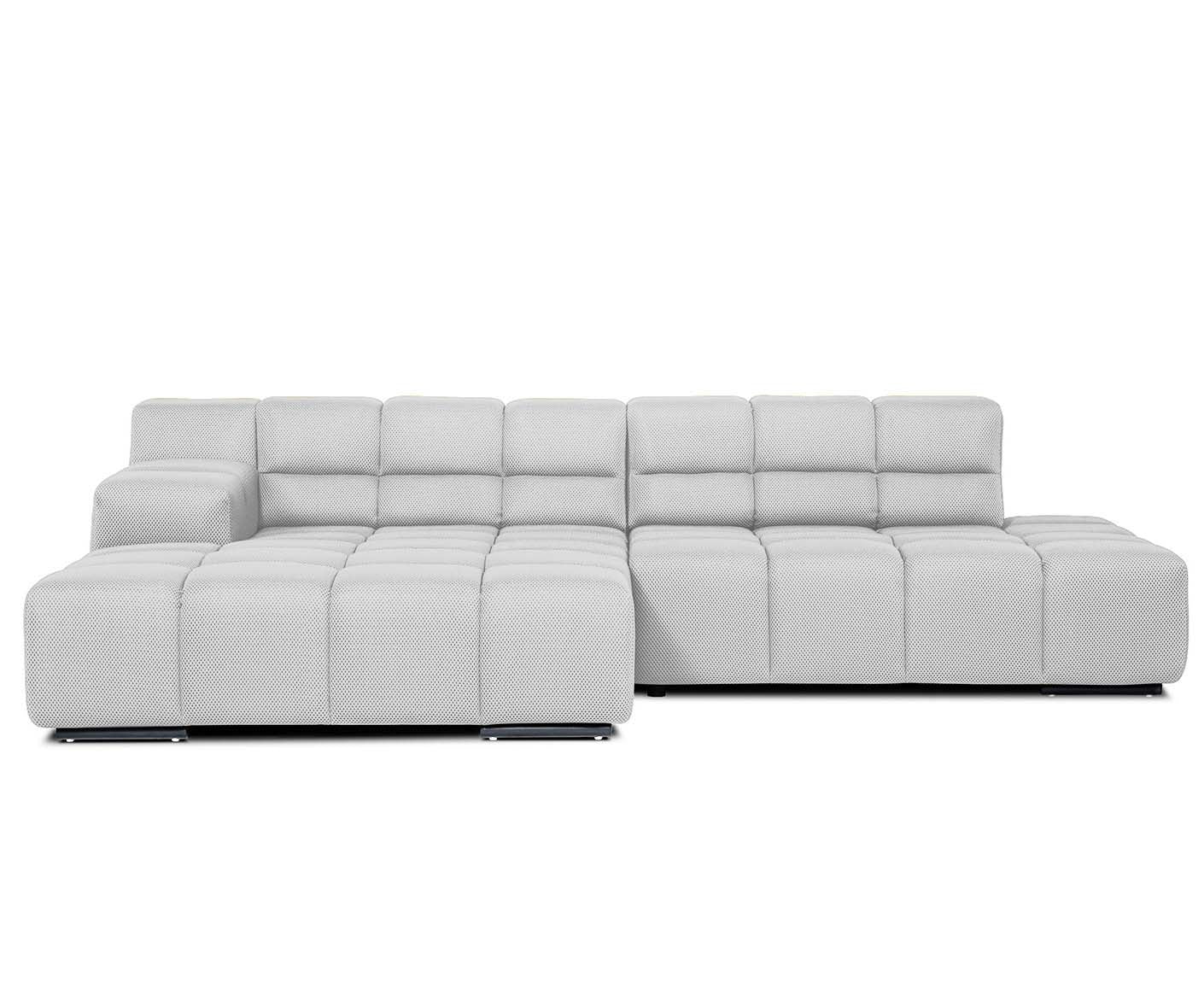 designwerk Temple Ecksofa | 286 x 169 cm | mit Rückenverstellung | Flachgewebe 3D-Effekt