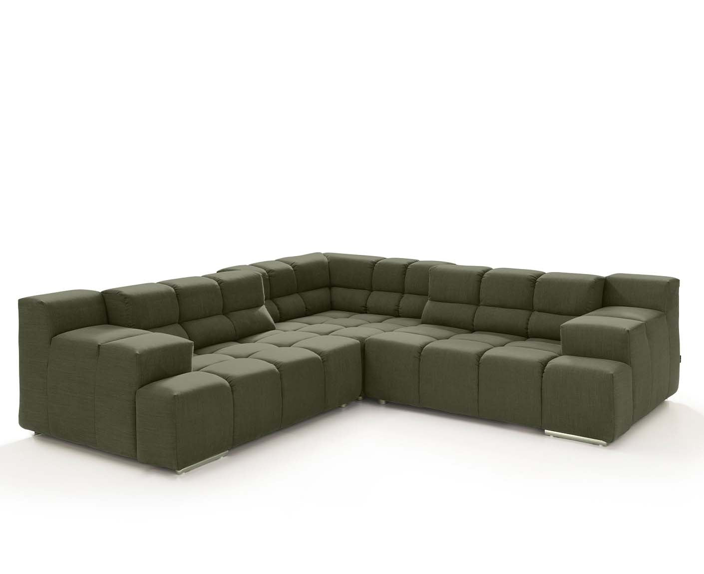 designwerk Temple Ecksofa | 257 x 257 cm| mit Rückenverstellung | Flachgewebe